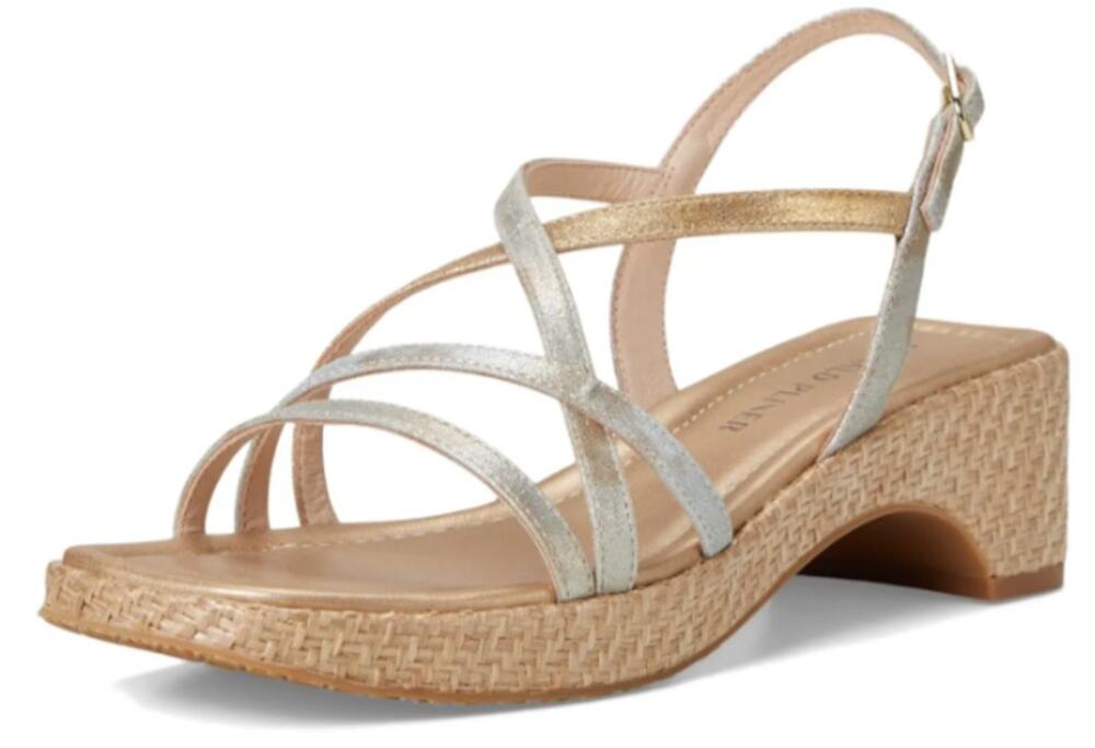Donald Pliner Womens Rosalie Sandals Size 8 Metallic Silver Gold Leather NWOB